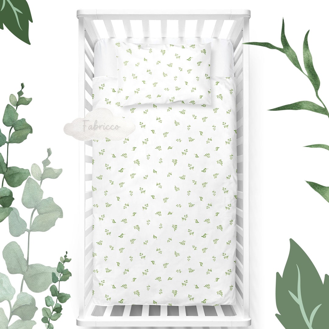 Green Leaves Baby Bedding Cot Bed Toddler Tropical Etsy UK