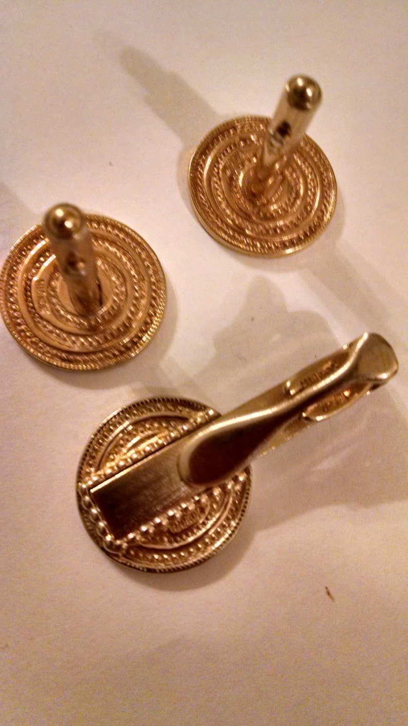 HICKOK Damascene Cuff Links /&Tie Clip,Gorgeous Mint Condition,Cuff LinkandTie Clips,Accessories,Men/'s Jewelry,Suit and Tie Accessories,Him