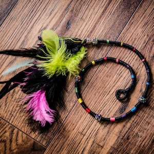 Black ateba with colourful accents, hair extension, hair wrap for festivals. Thick, stiff, good quality