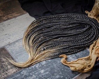 Double ended black-blonde synthetic dreadlocks 20/40 inches, 48 DE transitional / ombre fake dreads, full set, full head, hair extensions