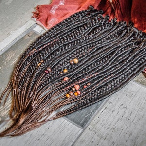 Single ended black-brown synthetic dreadlocks 18-20 inches, 44 SE transitional fake dreads, hair extention