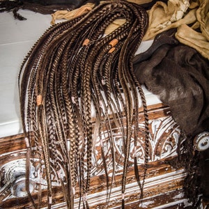 Double ended synthetic dreadlocks, brown accent kit, 18pieces, 20/40 inches, hair extention, boho, hippie, for festivals