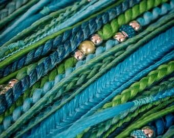 Clip en dreads Bleu Vert Violet Feutre dreadlocks Extensions Festival Boho Clip en dreads Bleu Vert Violet Feutre dreadlocks Extensions Festival Boho