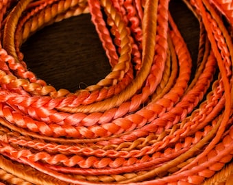 Double ended synthetic dreads, orange accent kit, 18 DE dreadlocks, 20 inches, fake dreads, hair extension