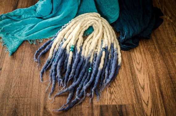 Double Ended Felt Dreadlocks Transitional Ombre Blonde Blue Etsy