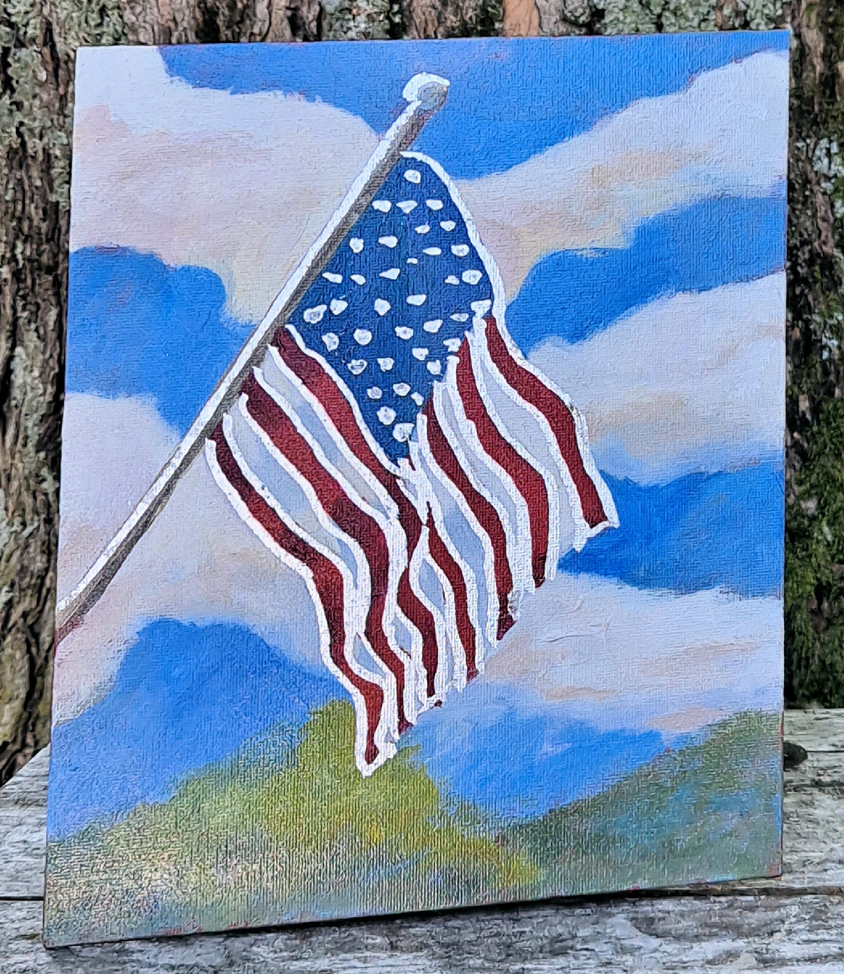 Waving Glory Flag American Flag Original Painting Etsy