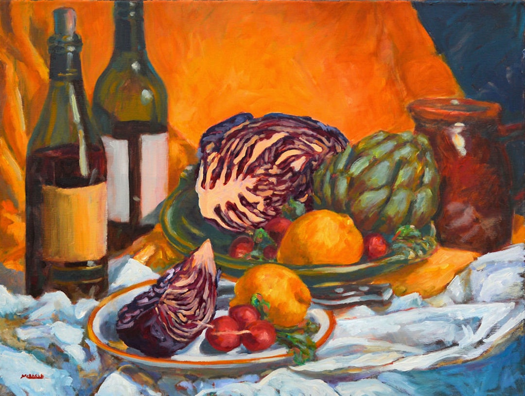 Red Cabbage Still Life Original Oil Painting Vegetables - Etsy