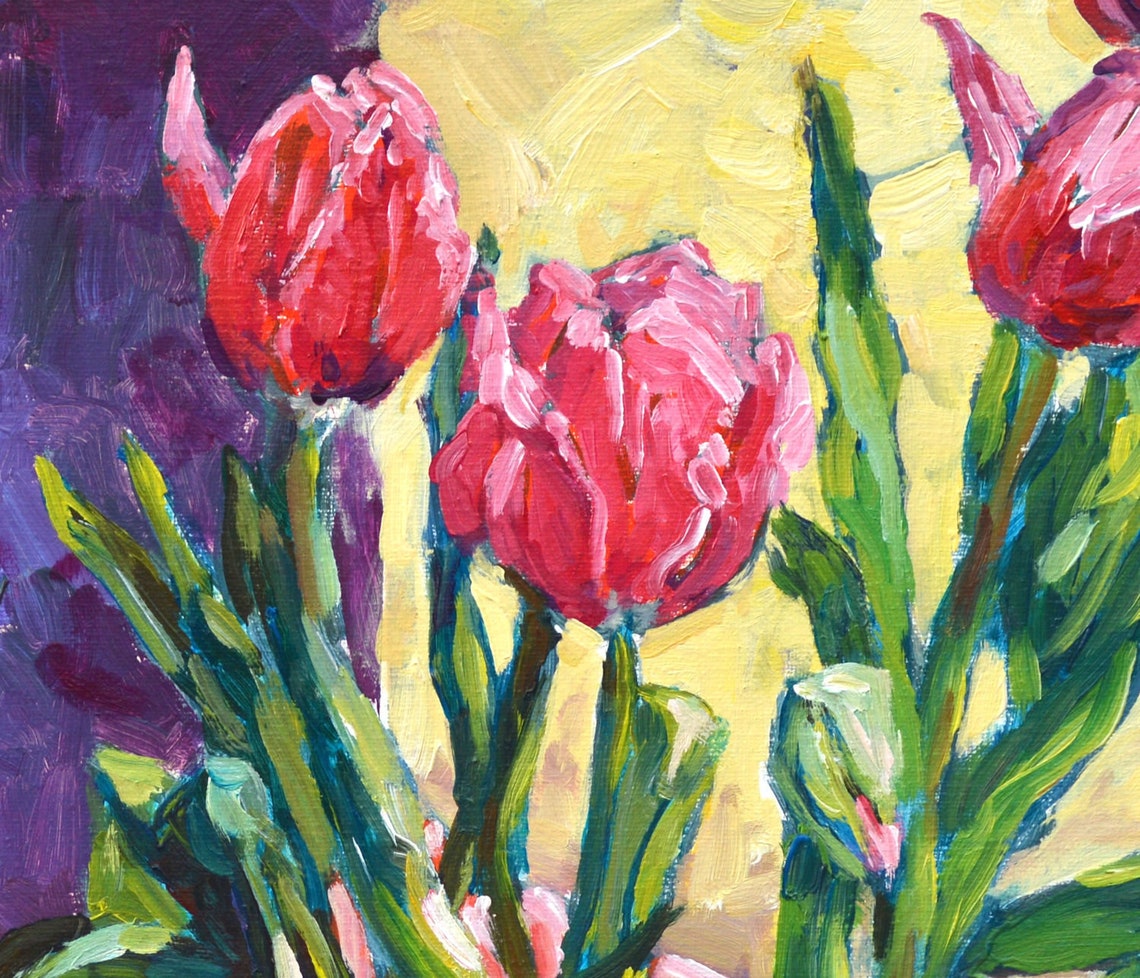Dancing Tulips Original Painting 16 X 20 Spring Flowers - Etsy
