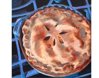 Pie!, original, painting, acrylic, canvas, 16 x 16, apple, food, delicious, yummy, impressionistic,bright colors, Kit Miracle, cooking