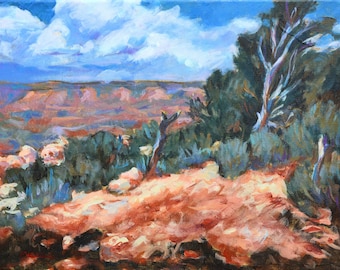 Grand Canyon Vista #7, Arizona, original painting, 11 x 14, national park, western, landscape, impressionist, bright colors, red rocks, real