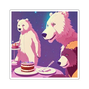 Anime Bears in Space Eating Cake