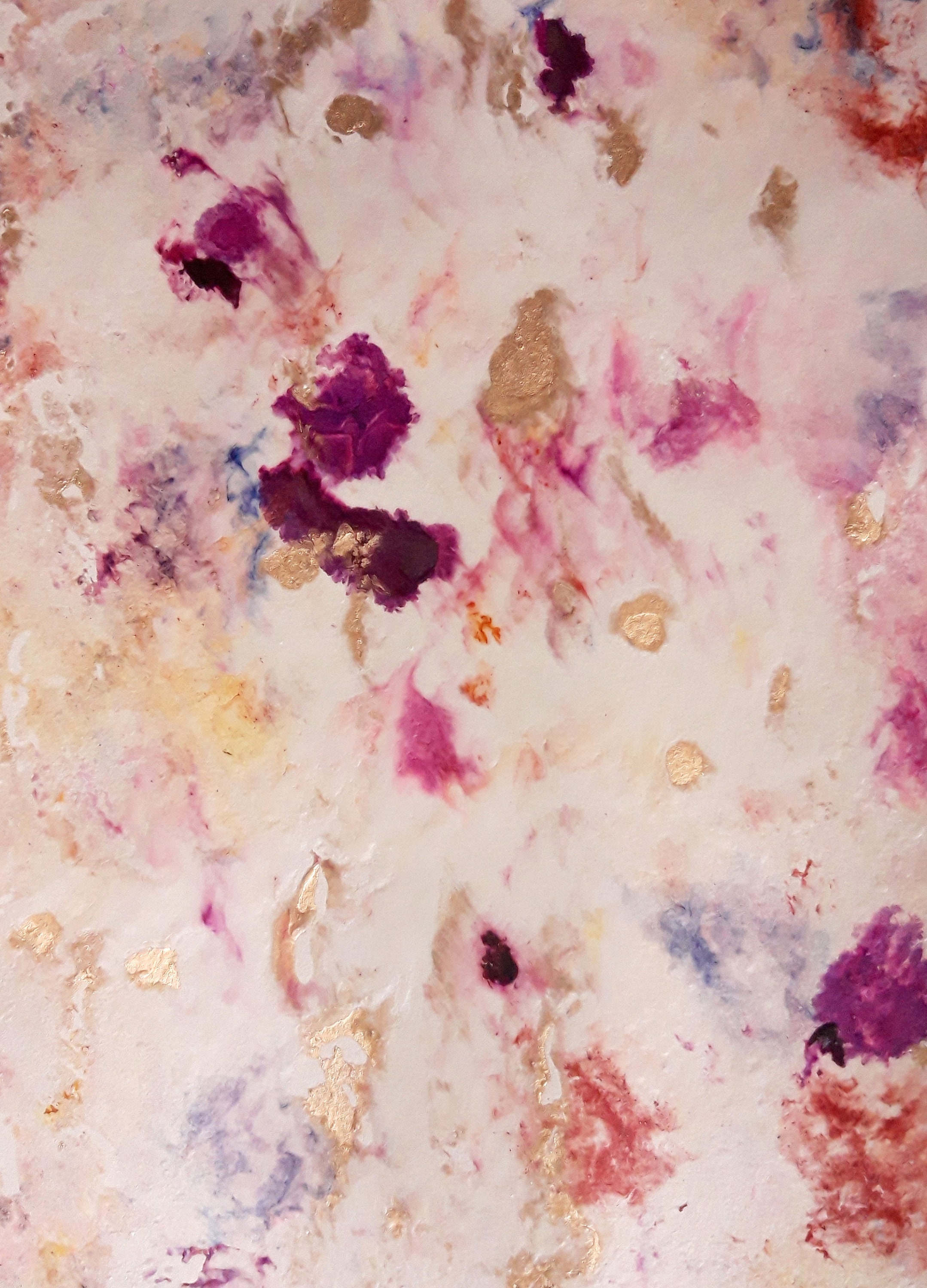 Peinture Abstraite - Florale Romantique Peinte A La Main- Decoration Bureau Salon Par Audrey Chal