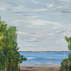 Marine painting - beach landscape Ronce les bains in Charente-maritime - original hand-painted painting - Audey Chal artist painter