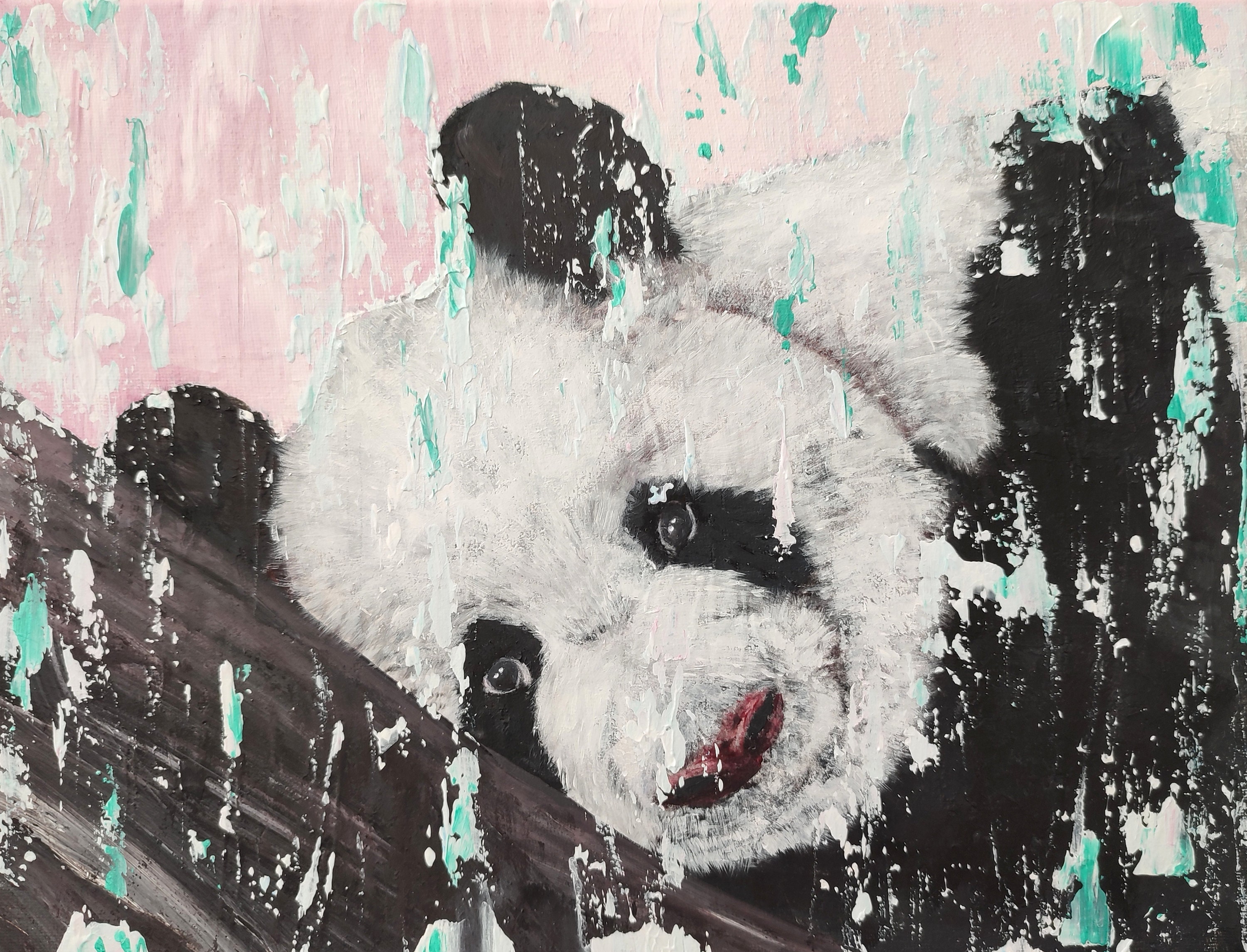 Peinture Animaliere Le Panda - Decoration Collection Animaux Sauvages Tableau de Audrey Chal