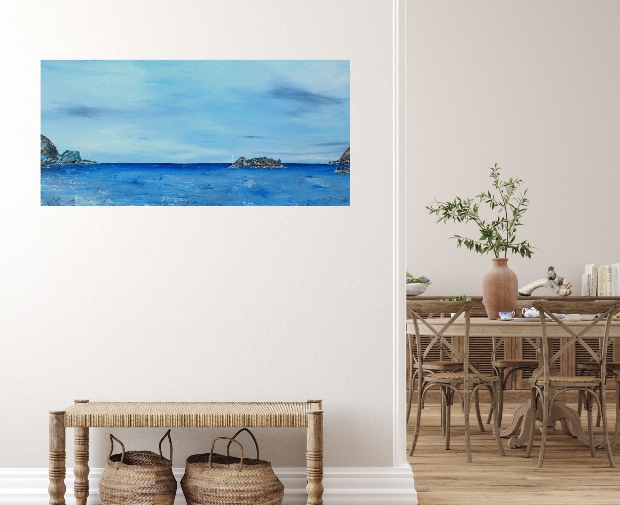 1mx50cm Grand Tableau paysage marin, peinture originale ocean