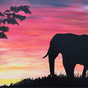 African painting - sunset on the savannah - African painting - original painting - Audrey chal - landscape painting