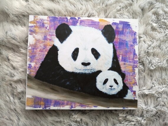 Jolie Impression De Maman Panda Et Son Bebe Deco Enfant Etsy
