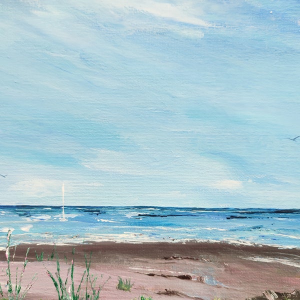 Tableau océan et plage - Paysage marin de la côte sauvage en Charente-Maritime  - Audey Chal artiste peintre