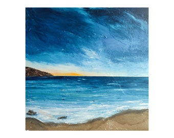 Large square painting - 80x80cm - seascape - abstract marine painting - original and modern painting - Audrey Chal
