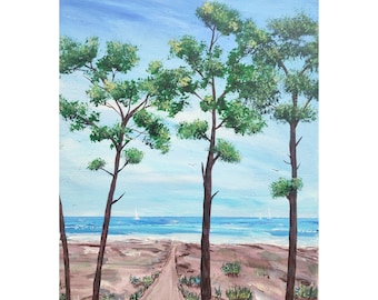 Chemin de la plage - Peinture marine inspirée par les plages de la côte sauvage en Charente-Maritime  - Art - Audey Chal artiste peintre