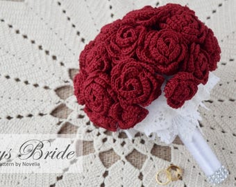 PATTERN Crochet Wedding Flower Bouquet Pattern and Tutorial, bridal accessories, bridal bouquet, bridesmaid, wedding party gift, flower girl