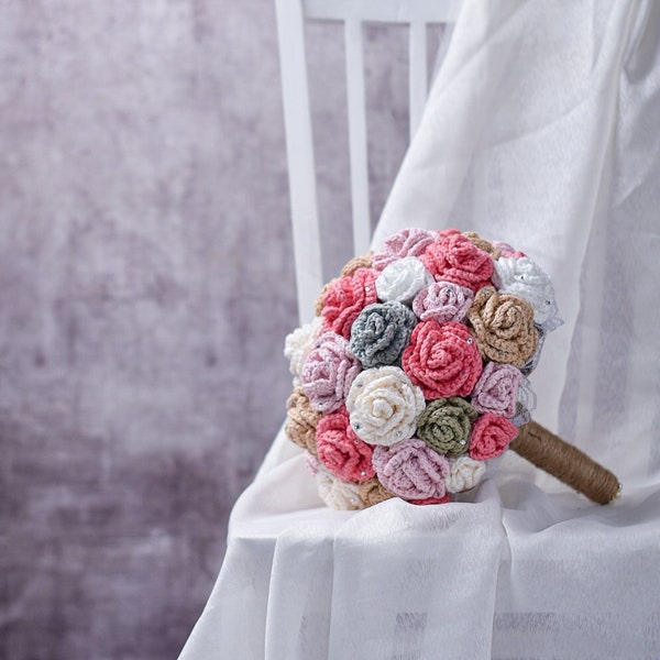 Pattern With Video Tutorial: Crochet Flower Wedding Bouquet PATTERN Flowers for decor crochet gift Floral Arrangement mothers day