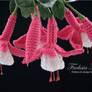 Crochet Flower Pattern Fuchsia Flower Crochet Pattern Crochet Chart 3D Crochet image 1