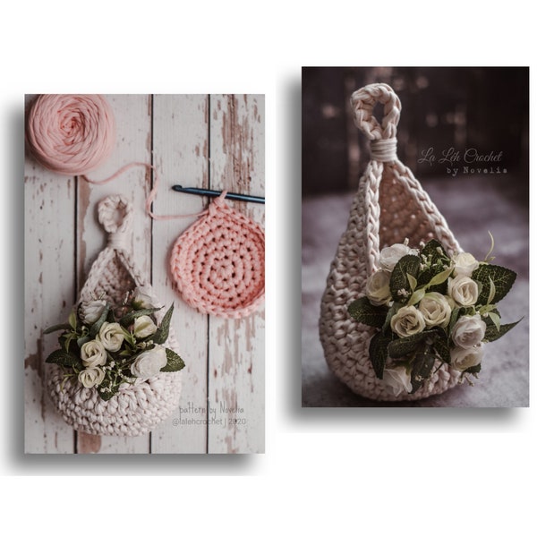 PATTERN with VIDEO TUTORIAL Crochet Hanging Basket Air Plant Holder Succulent Homedecor Home Decoration Storage Basket Flower Arrangement