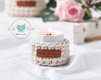 Set of 2 Crochet Candle Holder Crochet Candle Cozy Rustic Home Decoration Bohemian House Succulent Basket Planter Home Fragrance