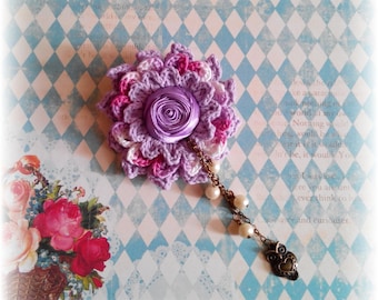 Crochet Flower Brooch Pattern: Arini Brooch (accessories, wedding, applique, bag tag, etc.)