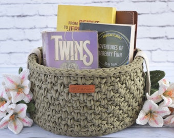 Crochet Pattern: Charlotte the Large Crochet Basket, book storage, dorm decor, nursery decor, towel basket, bathroom storage, round basket