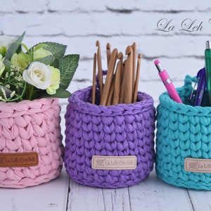 Crochet Pattern: Aubrey the Cute Crochet Basket, storage, dorm decor, nursery decor, bathroom storage, rectangular basket, cosmetics basket image 1