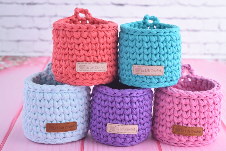 Crochet Pattern: Aubrey the Cute Crochet Basket, storage, dorm decor, nursery decor, bathroom storage, rectangular basket, cosmetics basket image 5