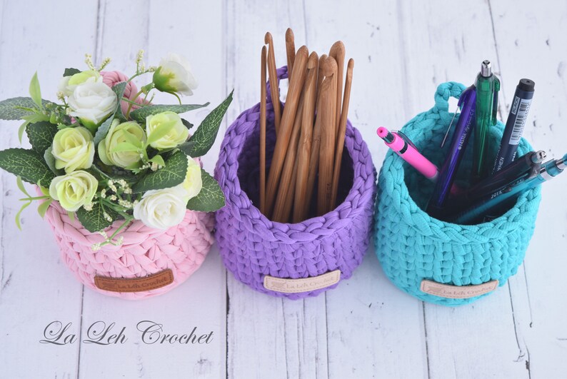 Crochet Pattern: Aubrey the Cute Crochet Basket, storage, dorm decor, nursery decor, bathroom storage, rectangular basket, cosmetics basket image 2