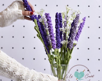 Crochet Flower Lavender Pattern with Video Tutorial | Wedding Bouquet | Flowers for décor | crochet gift Floral Arrangement