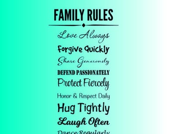 Family Rules Svg Etsy