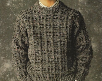 Men's 2-Colour Textured Sweater knitting pattern DK 8 ply yarn or wool 36-46 inch 90-115 cm chest PDF Instant Digital Download Post Free