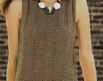 Women's Sleeveless Summer Top knitting pattern DK yarn or cotton S-XL PDF Instant Digital Download Post Free