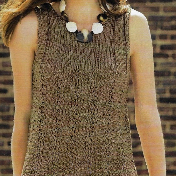 Women's Sleeveless Summer Top knitting pattern DK yarn or cotton S-XL PDF Instant Digital Download Post Free