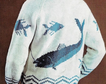 Men's Fishing Jacket vintage knitting pattern DK 8 ply yarn or wool 36-42 inch 91-107 cm chest PDF Instant Digital Download Post Free