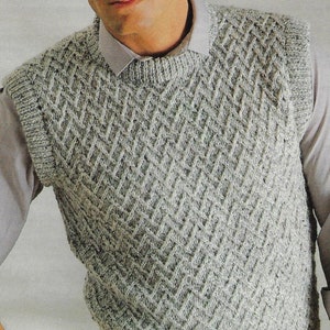 Men's & Women's Slipover Vest knitting pattern DK 8 ply yarn or wool 34-42 inch 86-107 cm chest PDF Instant Digital Download Post Free image 1