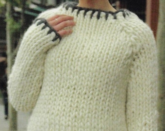 Super Quick & Easy Women's Sweater knitting pattern super chunky yarn 30-44 in 75-110 cm bust PDF Instant Digital Download Post Free