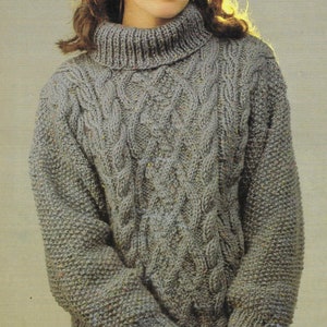 Men's & Women's Aran Sweater knitting pattern chunky wool yarn 36-46 inch 91-117 cm bust PDF Instant Digital Download Post Free
