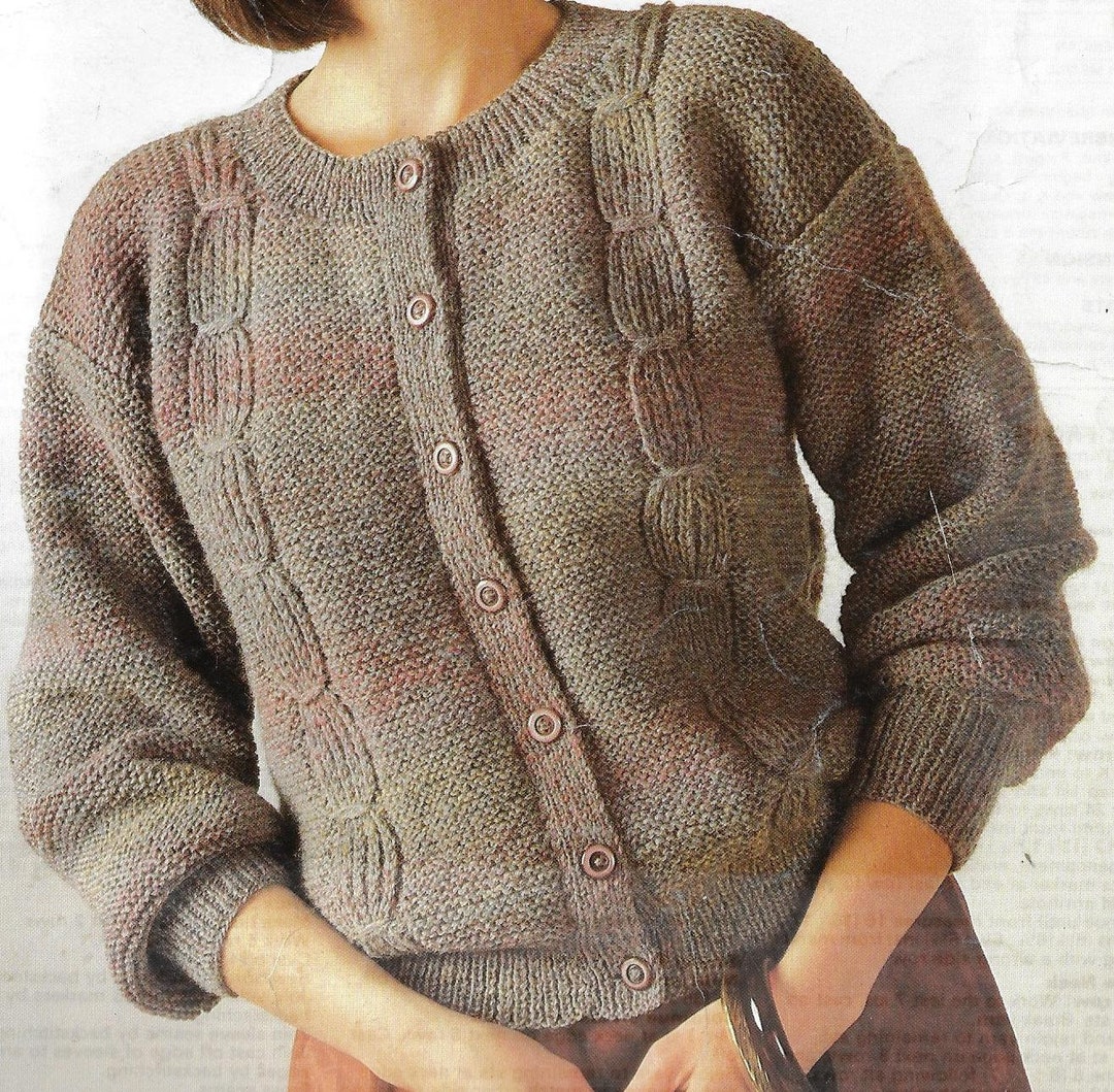 Women's Garter Stitch Cardigan Knitting Pattern 8 Ply 32-38 Inch PDF ...