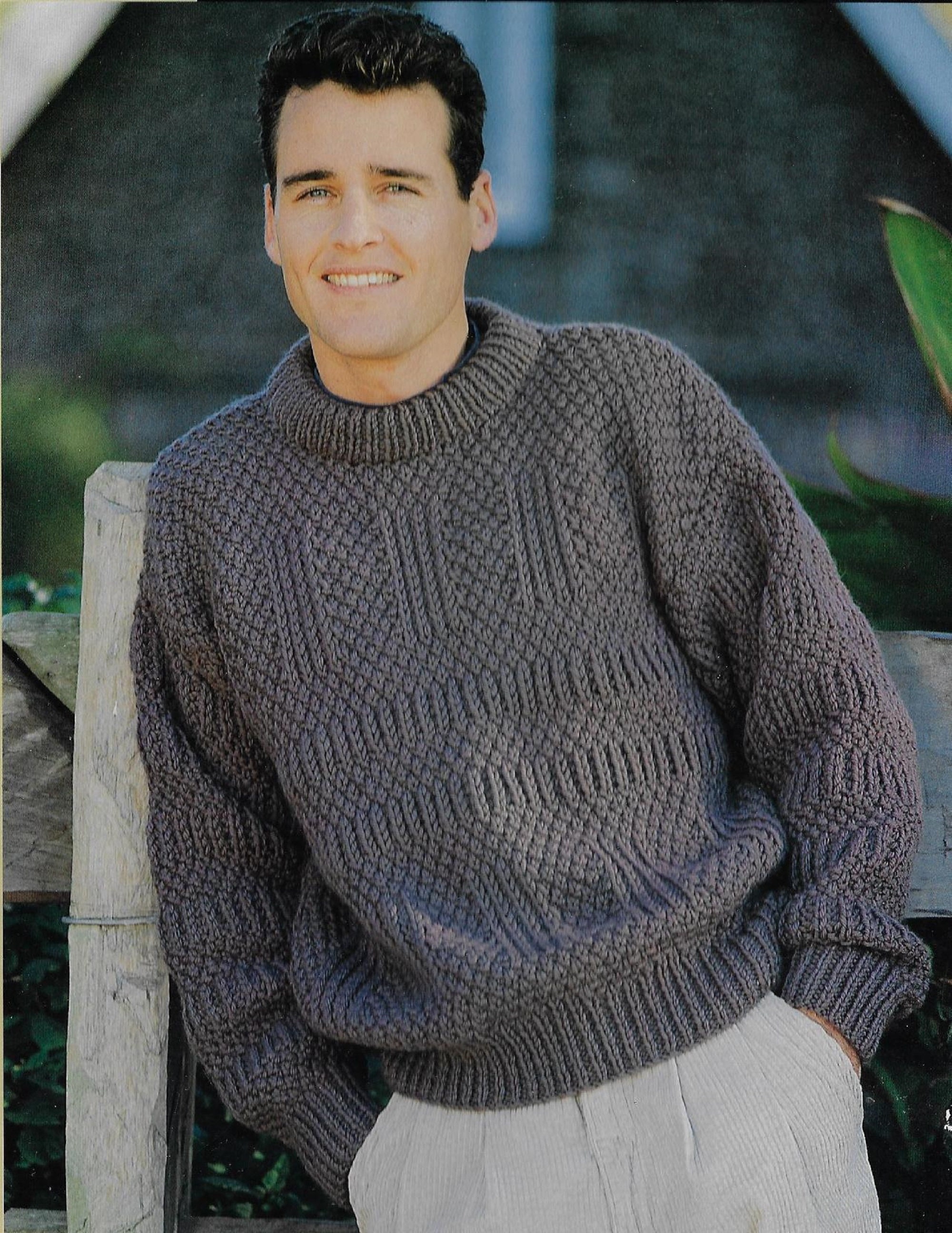 Men's Textured Sweater Knitting Pattern 14 Ply Chunky Bulky Men's Textured Sweater Knitting Pattern 14 Ply Chunky Bulky