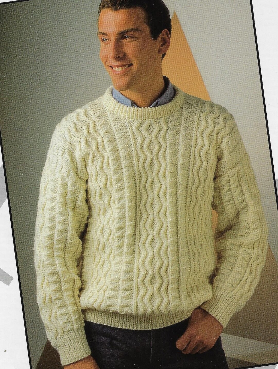 Men's Aran Sweater Knitting Pattern 10 Ply Yarn or Wool - Etsy