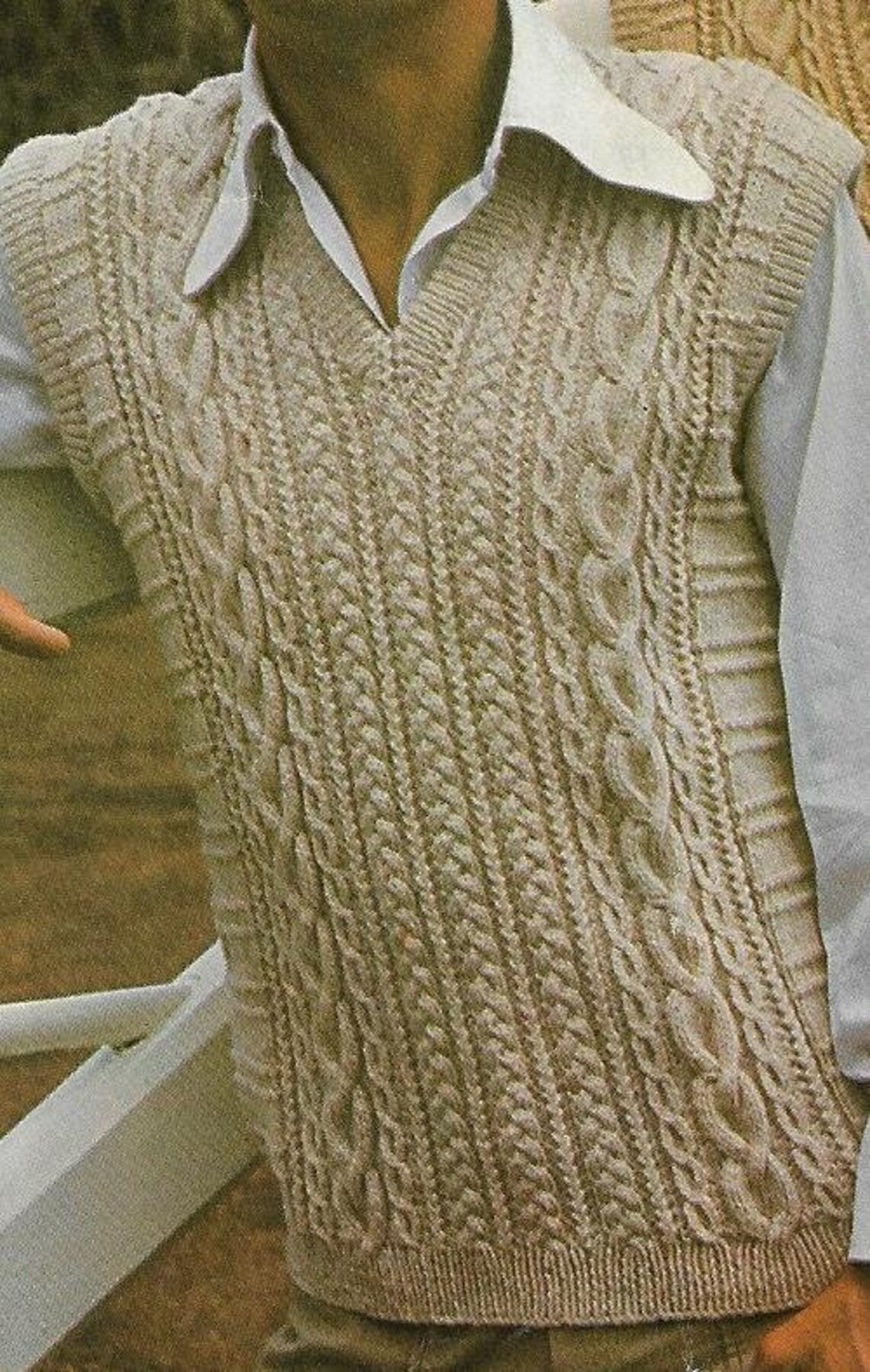 Men's Cable Vest With Optional Sleeves Knitting Pattern DK | Etsy