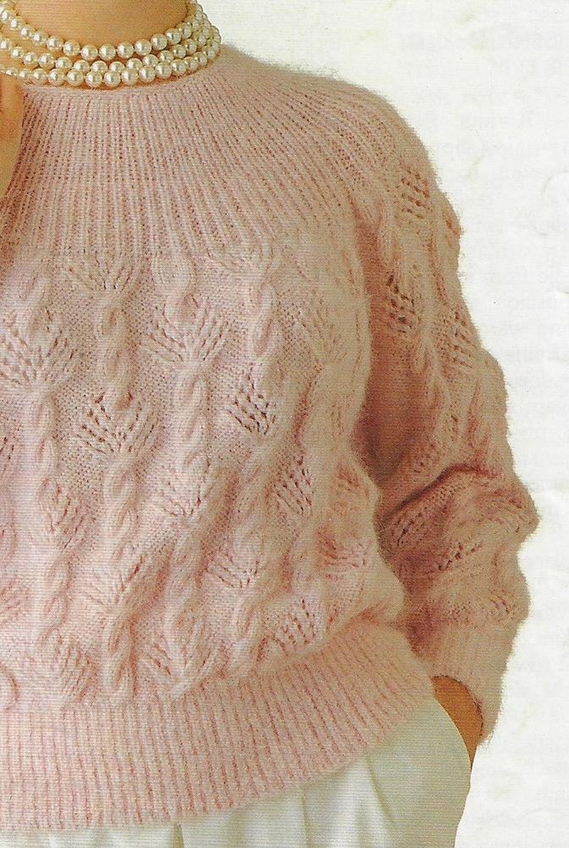 Women's Ribbed Yoke & Cable Sweater Knitting Pattern DK 8 Etsy