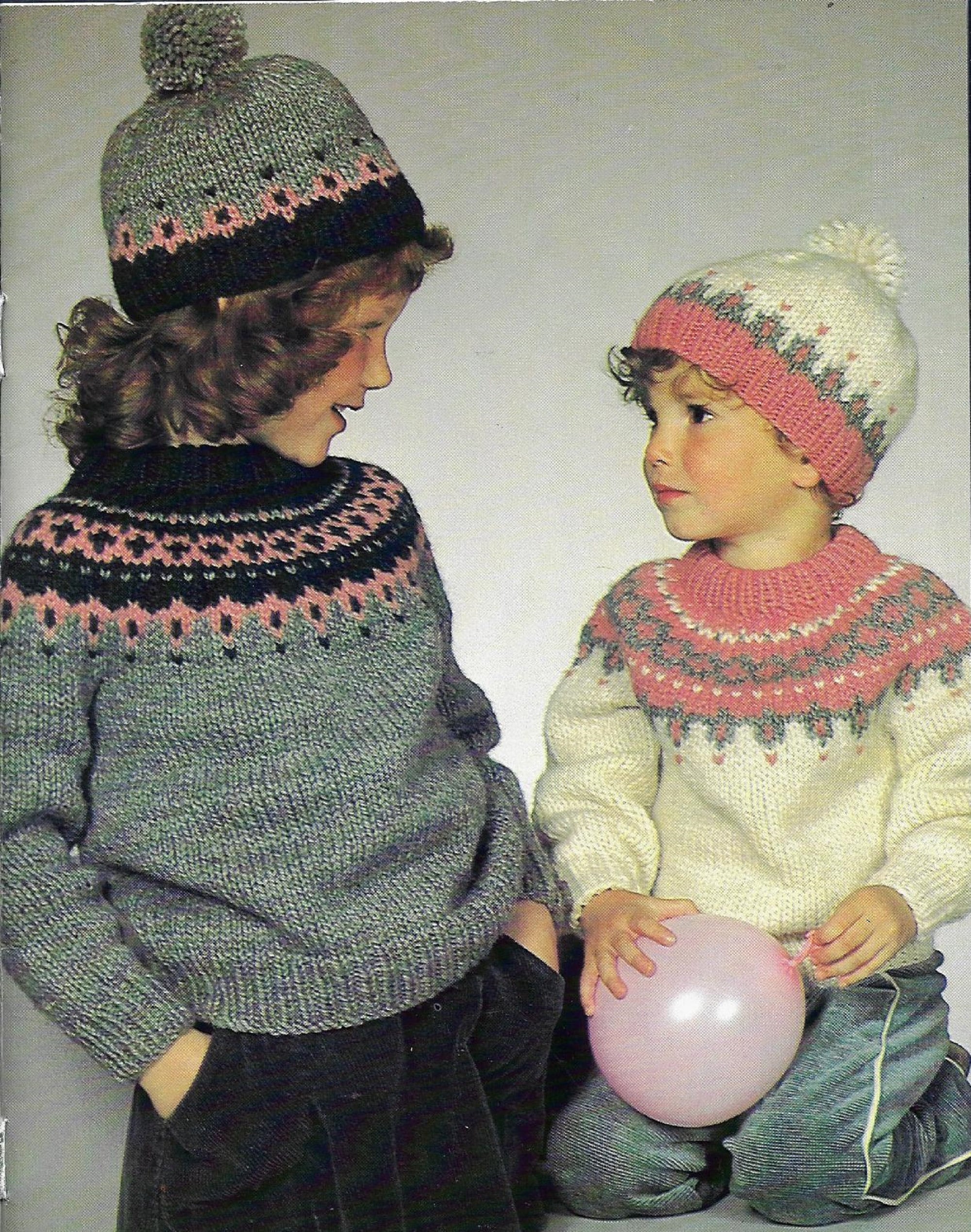 Child's Fairisle Yoke Sweater u0026 Hat Knitting Pattern - Etsy Norway