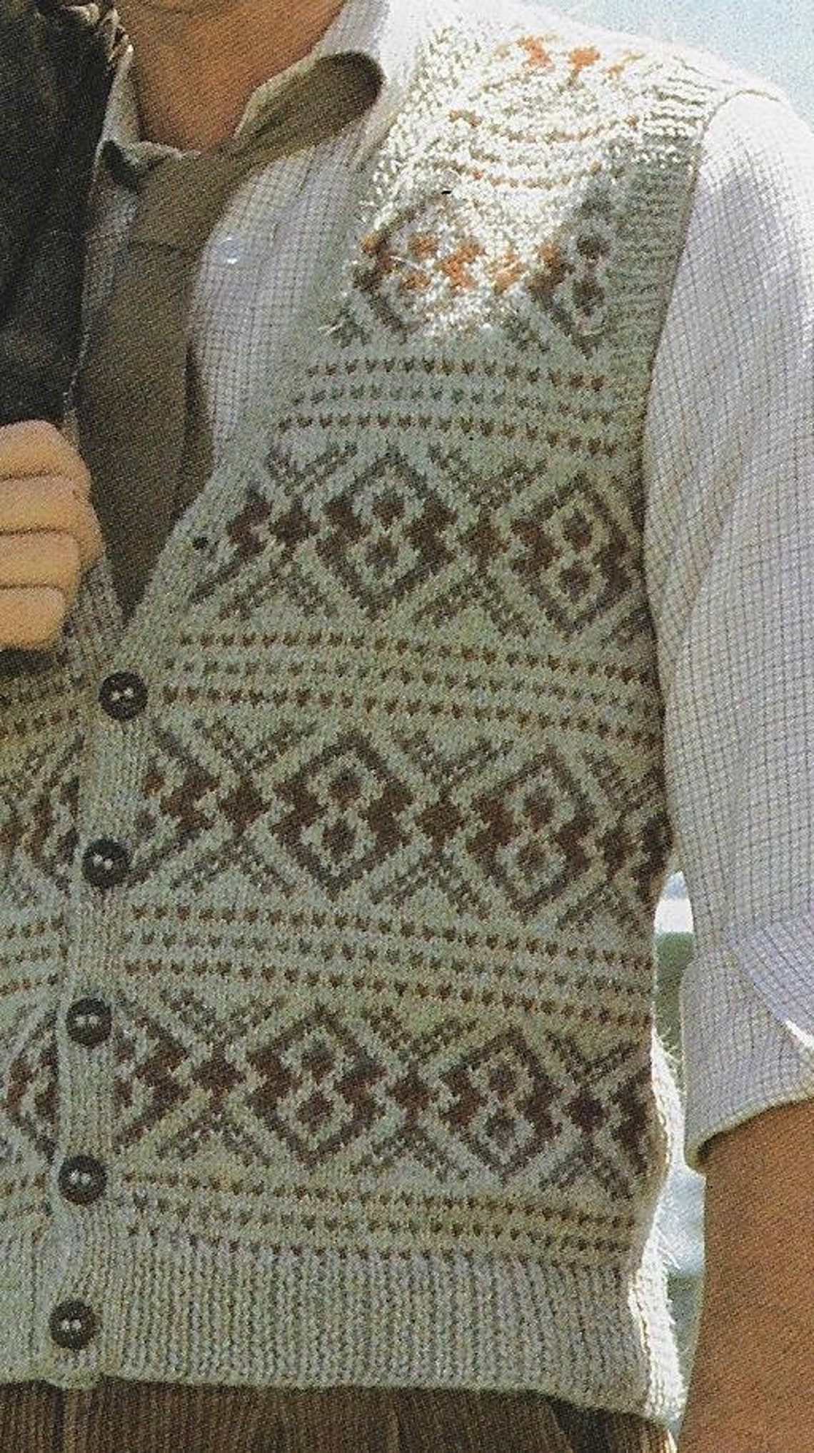 Men's Fairisle Waistcoat Vest Knitting Pattern DK 8 Ply Etsy